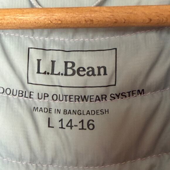 LL Bean Downtek Down Puffer Jacket Youth Girls Large 14-16 Purple Pink 18.5x23.5 - Picture 5 of 11